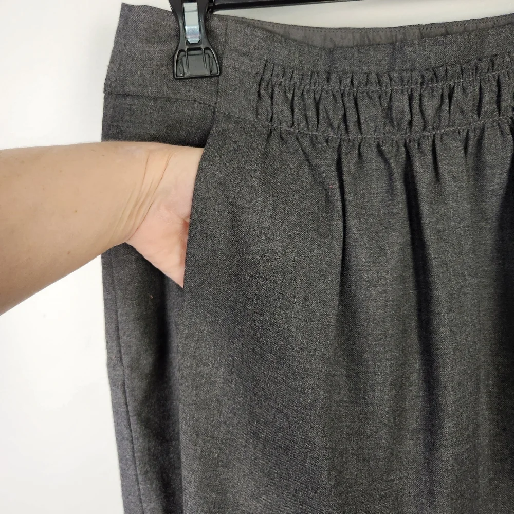 J. Crew Size 4 Shirred Wool Skirt Charcoal Gray A-Line Above Knee Pockets‎ #650